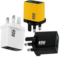 Chargeur USB-C PD 45W à affichage numérique pour téléphone portable, prise UK 3 broches, adaptateur secteur USB-C à charge rapide 45W