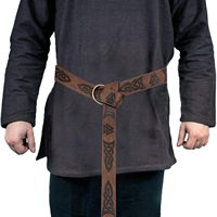 Sabuk Kulit Viking Abad Pertengahan dengan Ukiran untuk Kostum LARP Cosplay Renaissance Faire