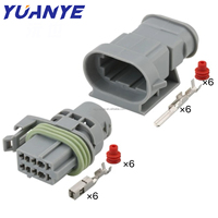 Conector Automotriz Impermeable de 6 Pines, Color Gris, DJ7066YA-3.5-11/21, Enchufe Sellado de Alta Resistencia para ECU, Sensor y Arnés de Iluminación