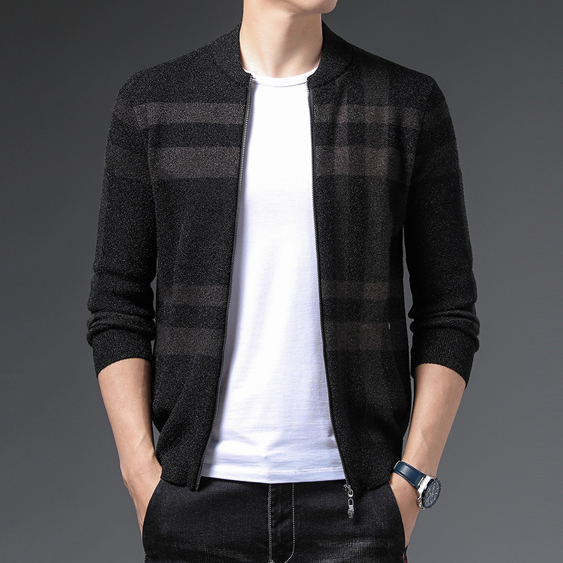 Custom Chunky Cardigan Sweater For Men Plus Size Long Sleeve Zip Cardigan Pour Hommes
