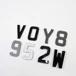 Car Accessories UK Number Plate Letter Black 3D 5mm Carbon Fiber Sliver Glitter Gel Letter 4d Acrylic Car License Plate