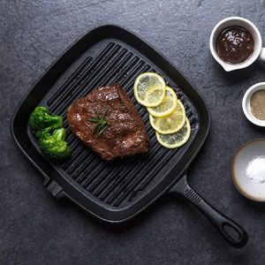 Longkey 环保型 20 厘米牛排烤盘 方形铸铁煎锅 预涂油防粘表面 适用于燃气和电磁炉 Lfgb - Product Image 5