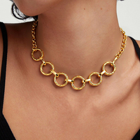 Collier ras de cou tendance en acier inoxydable plaqué or PVD pour femmes HOVANCI, avec découpe en filigrane en forme de cœur, de fleur et de cercle