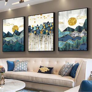 Hotel progetto ristrutturazione opere d'arte produttori moderna pittura stampata astratta galleria del paesaggio avvolgere arte della parete per il soggiorno - Product Image 1