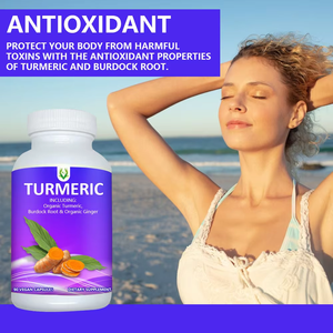 Cápsulas de Cúrcuma y Jengibre con Raíz de Bardana Orgánica, Favorecen la Salud Digestiva en Adultos, Venta al Por Mayor OEM - Product Image 3