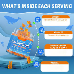 בקלה שמן כבד גומות 1000 מ "ג לילדים ומבוגרים בקלה שמן אומגה 3 gummies לתמיכה חיסונית חיסונית - Product Image 4