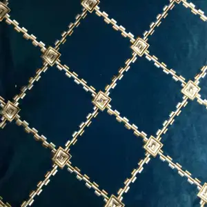 100% polyester knitted embroidery velvet geometric dubai fabric for sofa