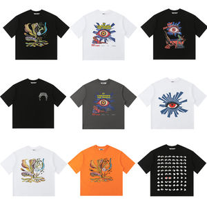 T-shirt da uomo in 100% cotone di alta qualità con motivo occhio House of Errors, a maniche corte, stile streetwear, con spalle scese, di tendenza - Product Image 1