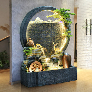 Fontaine cascade de style chinois avec rétroéclairage, forme ronde, pour décoration de bureau et aménagement paysager - Product Image 2