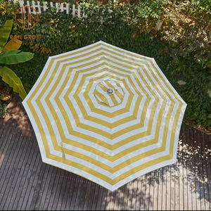 Venta caliente rayas amarillas aluminio grandes sombrillas impermeable al aire libre Patio jardín playa sombrilla - Product Image 3
