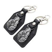 Porte-clés personnalisés vintage en alliage de zinc et cuir PU, ornements de voiture durables de haute qualité, vente en gros et au détail, en stock, prêts à être expédiés