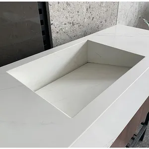 Engenharia de Pedra de Quartzo Branco Galaxy Balcão Da Cozinha Top/balcão de recepção/table top