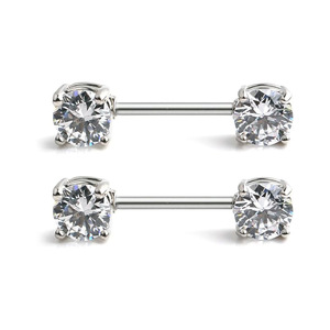 Stainless Steel Zircon Nose <b>Studs</b> 6mm 1.6mm 38mm Prong Setting Ear Bone Jewelry Piercing Jewelry - Product Image 4