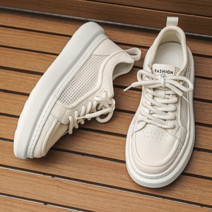 <b>Net</b> Through Single <b>Net</b> 2026 Men's Shoes Spring/Summer Breathable Thick-soled Shoes White Sneakers Sports Shoes - Product Image 2