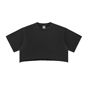 Vintage Street Crop Tee 280GSM lavé femmes coupe régulière été décontracté tricoté compressé - Product Image 1