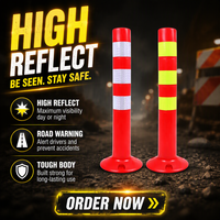Poteau de signalisation routière XINYE de 75 cm de hauteur, en plastique PU rouge réfléchissant et flexible, pour la sécurité routière sur les autoroutes