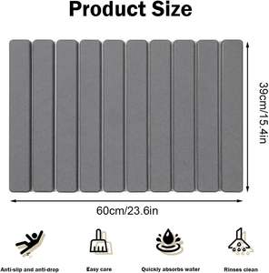 Tapis de bain en pierre moderne pliable, antidérapant, super absorbant, séchage rapide, écologique, tapis de sol de salle de bain, tapis de bain en diatomite - Product Image 2