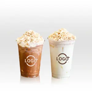 12 oz 16 oz 20 oz Clear Logo Printing Plastic PET Slush Ice Cups Milkshake Smoothie Cup con Logo personalizzato