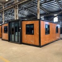 Casa Contenedor Expandible Lista para Habitar, Estructura de Acero, Panel Sándwich, Madera, Apartamento Moderno Minimalista, Impermeable