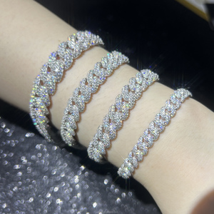 High Quality Cuban Hip Hop Jewelry 6-13mm Gold Plated 925 Silver Moissanite Diamond Iced out Link Chain <b>Bracelet</b> GRA Certified - Product Image 5