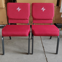 Venta al por mayor de sillas de púlpito de iglesia de alta resistencia con asiento cómodo logotipo entrelazado material de hierro/metal para salón comedor uso en hoteles