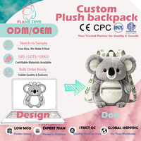 Sac à dos en peluche personnalisé Kawaii avec mini pochette à clipser pour les tout-petits, certifié CE EN71, jouets en mousse remplis de caoutchouc