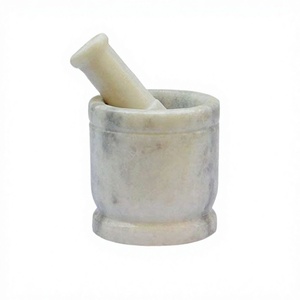 เครื่องบดพร้อมสากสำหรับห้องครัวอุปกรณ์ทำอาหารครกหินอ่อนสีขาวและสากทรงกลมออกแบบได้ตามต้องการ - Product Image 1
