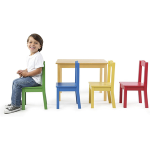 Bàn Bằng Gỗ Và <span class=keywords><strong>4</strong></span> Ghế Đặt Mạnh Mẽ <span class=keywords><strong>Toddler</strong></span> Bảng Và Ghế Đặt Cho Trẻ Mới Biết Đi Trẻ Em Nghệ Thuật Thủ Công Và Thời Gian Ăn Nhẹ - Product Image 3