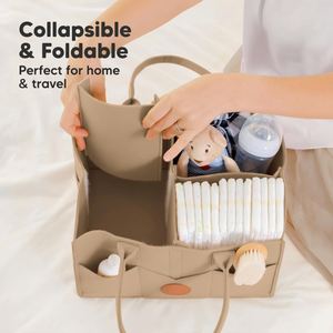 Organizador de Pañales para Bebé, Cesta de Almacenamiento de Fieltro Plegable para Guardería con Asa - Product Image 4