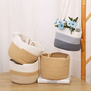 Petits paniers de rangement en rotin tressé pour l'automne, idéaux pour organiser les jouets en coton - Product Image 1