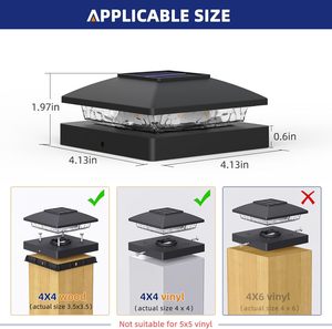 4x4 solaire Post Cap Light Solar Clôture Cap Lights extérieur étanche pour poteau en vinyle en <span class=keywords><strong>bois</strong></span> noir Deck Post Cap Light - Product Image 2