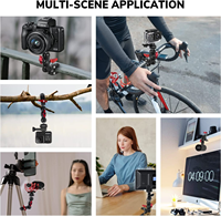 Support de fixation universel pour caméra et moniteur avec pince crabe à double rotule, adaptateur GoPro et fixation pour bras articulé, 1/4 pouce