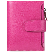Dompet wanita kulit Pu tas tangan RFID pendek tahan air mewah bergaya Vintage trendi Dompet lilin minyak Logo kustom