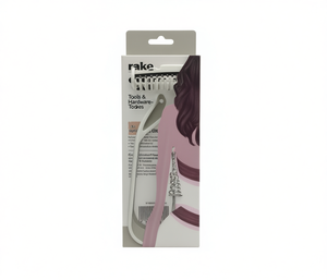 Râteau à feuilles 14 dents, tête et manche en plastique rose, outil de jardinage pour le nettoyage de la cour - Product Image 1