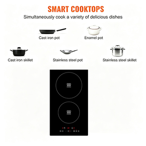 Table de cuisson à induction encastrable et sur plan de travail certifiée ETL, cuisinière électrique double zone 12 pouces 1800W pour camping-car et petite cuisine - Product Image 5