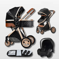 Poussette 3 en 1 de luxe pour bébé avec siège auto, utilisation en voyage, poussette pour bébé avec siège auto de sécurité pour bébé, cadre entièrement en alliage d'aluminium