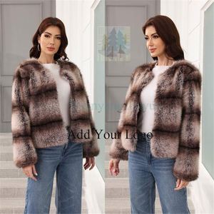 Wholesale Women's <strong>Leo</strong> Print Customer Design Fashion Winter's Faux Fur Coat - Product Image 4