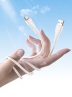 Kabel USB Type-C 1M Konduktor Tembaga Murni Selubung Silikon Pengisian Cepat 3A untuk Ponsel dan Earphone (iOS/Android)