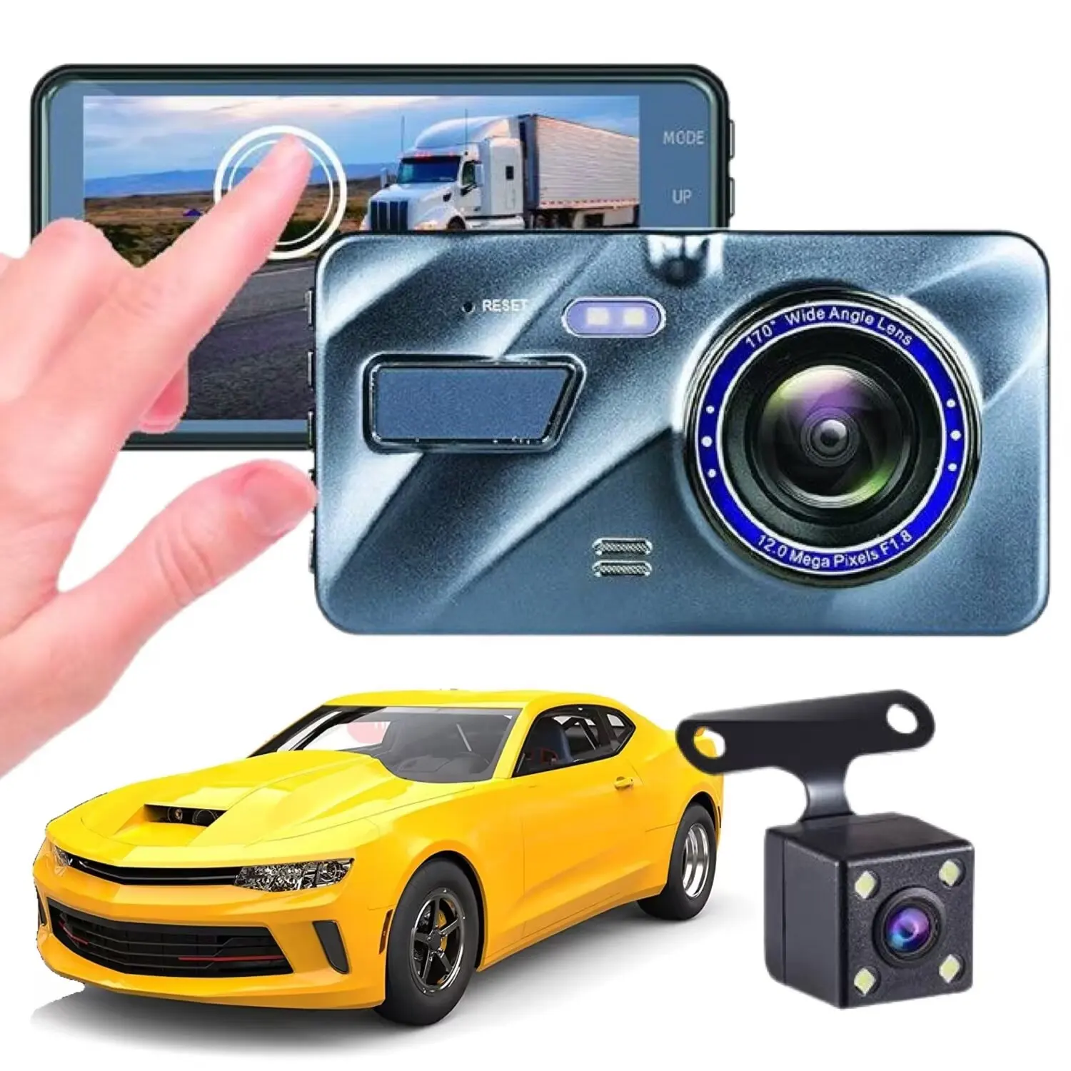 1080P Driving recorder 4" Customizable Mobile Monitoring Camera Auto Video Recorder front and rear touch screen dash cam