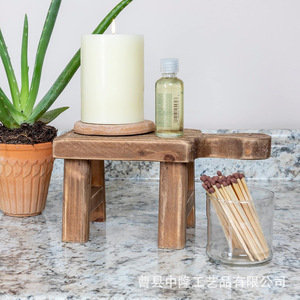 Support de plantes en bois rond, tabouret d'intérieur en bois massif, design irrégulier pour fleurs et plantes vertes - Product Image 3