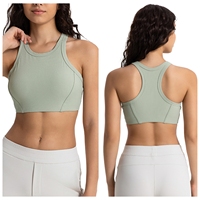 YNSEA Soutien-gorge de sport dos nageur pour femme, maintien élevé, sans couture, côtelé, débardeur court long, rembourré, pour la gym et le fitness