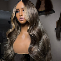 Perruques blondes méchées en cheveux humains 100% vierges, cuticules alignées, sans colle, pré-épilées pour femme
