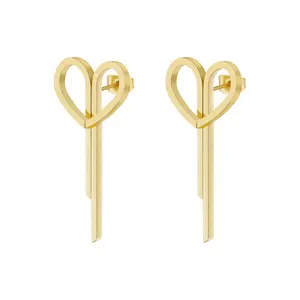 Irregular Line Heart Shaped Drop Earrings Original Design Latest 14K Gold Plated Stainless Steel Jewelry For Women E231491