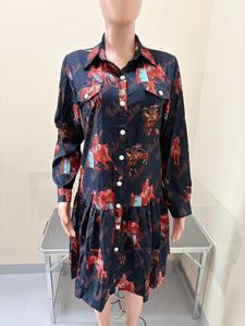 Abito Midi <span class=keywords><strong>Elegante</strong></span> Vintage <span class=keywords><strong>con</strong></span> Stampa Cavallo Stile Western Retrò, Vestito a Camicia a Maniche Lunghe Ampio e Traspirante, Nuova Collezione 2026 - Vendita <span class=keywords><strong>all</strong></span>'Ingrosso - Product Image 3