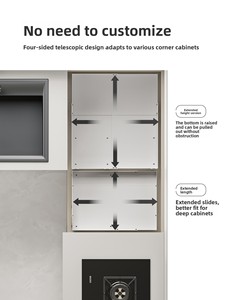 Cesta telescópica esquinera extraíble <span class=keywords><strong>de</strong></span> una sola capa para cocina, esencial para renovación <span class=keywords><strong>de</strong></span> gabinetes profundos, almacenamiento tipo cajón - Product Image 3