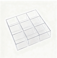 Boîte de rangement en acrylique transparent sur mesure à 9 compartiments, présentoir de bureau multi-compartiments, support carré pour tampons, perles, bijoux