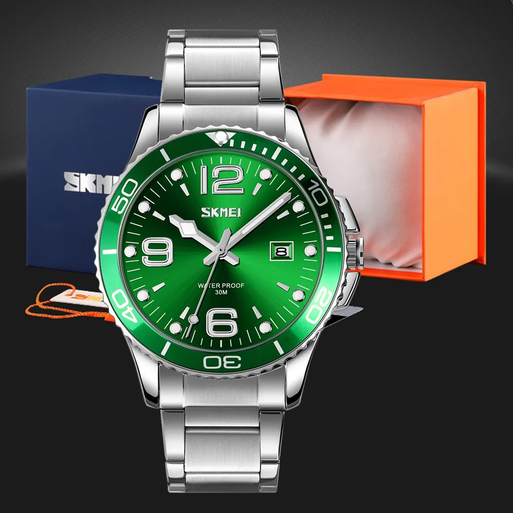 2022 custom logo simple watch Skmei 9278 3D Glass Men's Business Wristwatches Relojes hombre