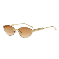 Nouvelle mode lunettes de soleil œil de chat pour hommes femmes Internet célébrités Style Orange cadre Tac métal Rivet jambe lunettes de soleil sans cadre