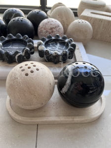 Stonekoccブランドカスタマイズ天然石2個香バーナー + 1個トレイセットスフィアホルダーストーンウッドバーナーホルダー大理石 - Product Image 2