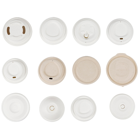 90mm Bagasse Cover For Biodegradable Paper Coffee Cups Sugar Cane Cup Lid